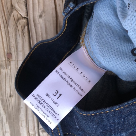 New Five Four Dark Blue Jeans Size 31 Button Fly NWT Overby Straight Button Fly - Picture 5 of 8
